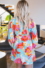 Load image into Gallery viewer, Sky Blue Floral Bracelet Sleeve Empire Waist Mini Dress
