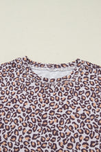 Load image into Gallery viewer, Khaki Leopard Ribbed Long Sleeve Top Drawstring Shorts 2pcs Outfit
