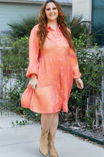 Load image into Gallery viewer, Peach Blossom Metallic Balloon Sleeve Shirt Plus Size Mini Dress

