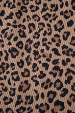Load image into Gallery viewer, Khaki Ribbed Leopard Print Contrast Collar Zip Hooded Pullover Sweatshirt
