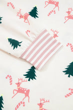 Load image into Gallery viewer, Pink Bow Christmas Tree Print Contrast Striped Banding 2pcs Lounge Set

