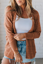 Load image into Gallery viewer, Redwood Burl Mix Pattern Hollowed Knit Open Front Cardigan

