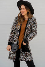 Load image into Gallery viewer, Black Leopard Patched Pocket Open Front Cardigan
