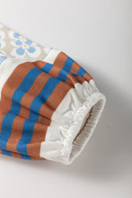 Load image into Gallery viewer, White Striped Floral Printed Patchwork Lantern Sleeve Blouse
