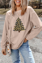 Load image into Gallery viewer, Apricot Leopard Christmas Tree Graphic Corded Sweatshirt
