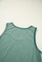 Load image into Gallery viewer, Mist Green Metallic Sheen Edge Scoop Neck Tank Top
