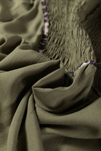 Load image into Gallery viewer, Four Leaf Clover Collared V Neck Smocked Detail Contrast Leopard Trim Bracelet Sleeve Long Dress
