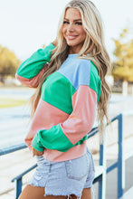 Load image into Gallery viewer, Blossom Colorblock Patchwork Drop Shoulder Sweatshirt
