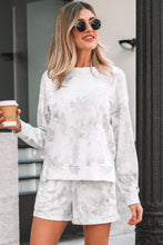 Load image into Gallery viewer, Beige Camo Print Pullover Top and Elastic Waist Casual Short Set
