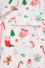Load image into Gallery viewer, Pink Christmas Spirit Cute Holiday Print Short Sleeve Shirt and Pants 2pcs Pajama Set

