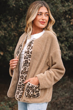 Load image into Gallery viewer, Casual Leopard Print Accent Plush Jacket with Pockets
