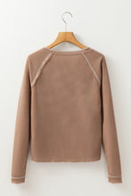Load image into Gallery viewer, Smoke Gray Textured Round Neck Long Sleeve Top
