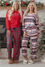 Load image into Gallery viewer, Black Retro Christmas Pattern Loose Pullover 2pcs Lounge Pant Set
