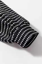 Load image into Gallery viewer, Black Striped V Neck Long Puff Sleeve Shift Dress
