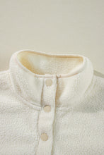 Load image into Gallery viewer, White Fleece Placket Turn-down Collar Drop Shoulder Sweatshirt
