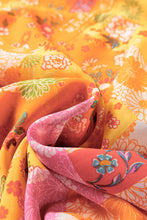Load image into Gallery viewer, Orange Floral Patchwork Print Cut out Tied Back Bracelet Sleeve Maxi Dress
