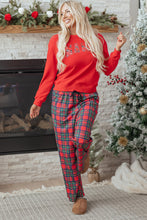 Load image into Gallery viewer, Red Plaid Mama Graphic Christmas Holiday Crewneck Pullover and Pants Two Piece Lounge Set
