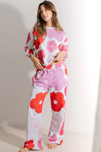 Load image into Gallery viewer, White Floral Print Pullover Top Sweatpants Lounge Set
