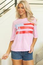 Load image into Gallery viewer, Light Pink Flag Bow Graphic Crewneck Tee
