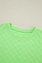 Load image into Gallery viewer, Light Green Checkered Textured Tee and Drawstring Shorts
