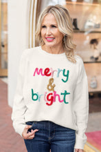 Load image into Gallery viewer, White Merry &amp; Bright Round Neck Casual Sweater
