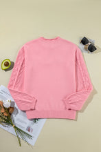 Load image into Gallery viewer, Peach Blossom Flower Detail Knitted Notched Neck Sweater
