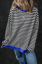Load image into Gallery viewer, Black Stripe Oversized Contrast Trim Pullover Sweatshirt

