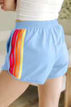 Load image into Gallery viewer, Beau Blue Color Block Stripes Elastic High Waist Active Shorts
