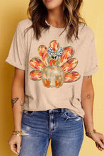 Load image into Gallery viewer, Khaki Thanksgiving Bowknot Turkey Graphic Crewneck Tee
