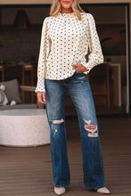 Load image into Gallery viewer, Apricot Polka Dot Print Frilled Collar Lantern Sleeve Blouse
