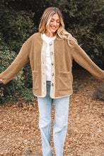 Load image into Gallery viewer, Light French Beige Puffy Plush Corduroy Edge Patchwork Jacket with Big Pockets
