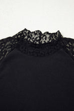 Load image into Gallery viewer, Black Leopard Mesh Patchwork Knit Long Sleeve Top
