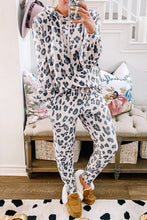 Load image into Gallery viewer, Khaki Leopard Print Drawstring Hoodie and Skinny Pants Lounge Set
