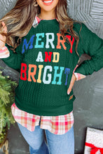 Load image into Gallery viewer, Blackish Green Merry And Bright Cable Knit Pullover Sweatshirt
