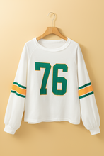 Load image into Gallery viewer, White Number 76 Printed Retro Sporty Long Sleeve Top
