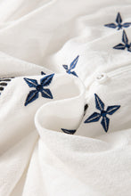 Load image into Gallery viewer, White Geometric Embroidered Long Sleeve Buttoned Blouse
