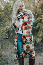 Load image into Gallery viewer, Multicolor Geometric Color Block Open Front Long Cardigan
