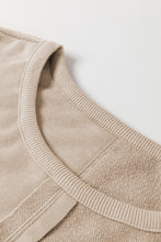 Load image into Gallery viewer, Parchment Knit Crochet Exposed Seam Ribbed Trim Sweatshirt
