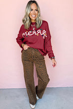 Load image into Gallery viewer, Racing Red Merry Colorful Dot Detail Christmas Drop Shoulder Sweater
