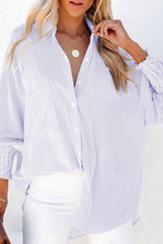 Load image into Gallery viewer, Orchid Petal Striped Shirred Cuff Buttoned Loose Fit Shirt
