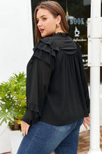Load image into Gallery viewer, Black Ruffle Balloon Sleeve Chiffon Elegant Plus Size Shirt
