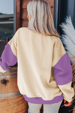 Load image into Gallery viewer, Meadow Mauve Colorblock Patchwork Drop Shoulder Sweatshirt
