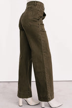 Load image into Gallery viewer, Jungle Green Double Waistband Loose Straight Jeans
