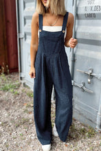 Load image into Gallery viewer, Sail Blue Plaid Print Buttoned Pocketed High Waist Overall
