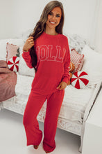 Load image into Gallery viewer, Fiery Red JOLLY Corded Long Sleeve Top and Pockets Pants Set
