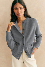 Load image into Gallery viewer, Medium Grey Chunky Buttoned Front Round Neck Cardigan Sweater
