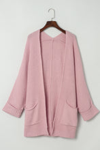 Load image into Gallery viewer, Pink Oversized Fold Over Sleeve Open Front Cardigan
