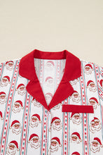 Load image into Gallery viewer, White Santa &amp; Stripes Ruffle PJ Set
