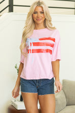 Load image into Gallery viewer, Light Pink Flag Bow Graphic Crewneck Tee
