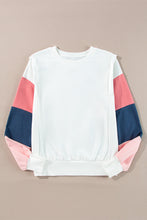 Load image into Gallery viewer, White French Terry Color Block Long Sleeve Top
